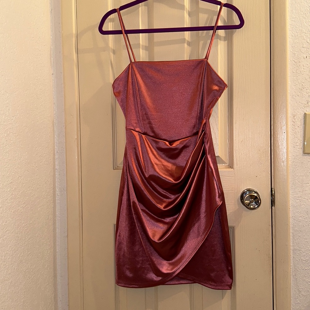 Windsor Rose Metallic Slip Mini Dress